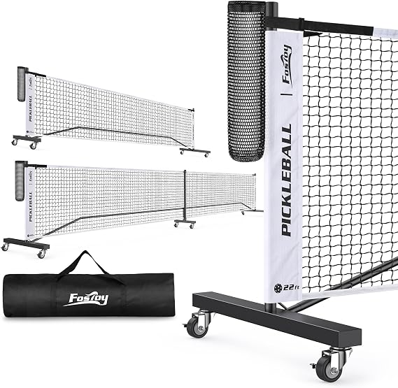 Fostoy Pickleball Net with Ball Collector, Wheels, 22FT & 11FT Size