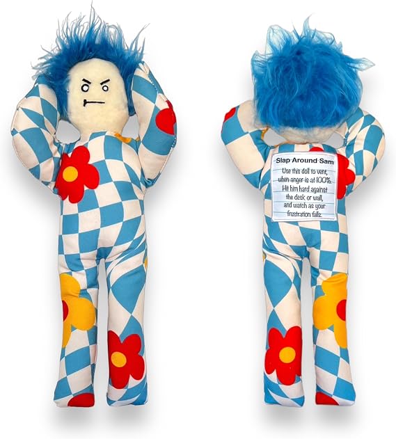 Funny Gag Gift - Stress Relief - Slap Around Sam Doll (Blossom Checks)