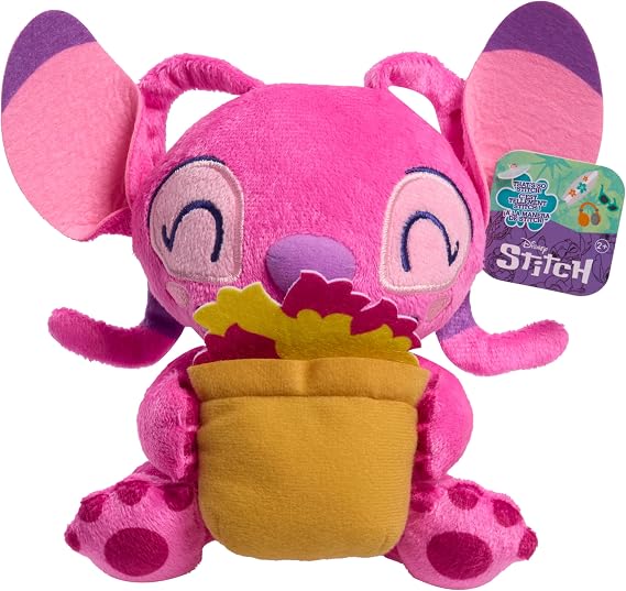Disney Stitch thats So Stitch Small 7-inch Plush Angel with Flowerpot Stuffed Animal, Soft Material, Kids Toys for Ages 2 Up by Just Play