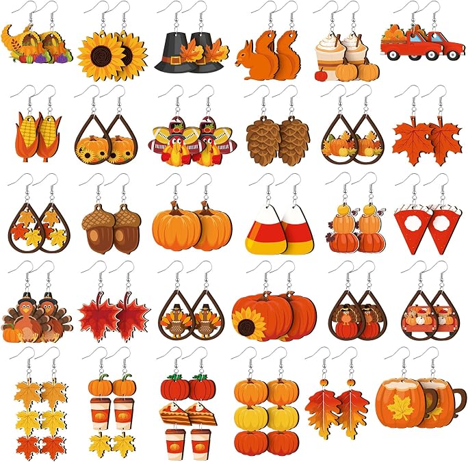 Landical 30 Pairs Fall Thanksgiving Earrings Set for Women