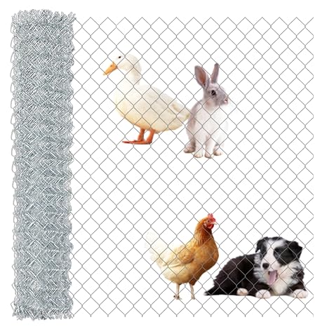 5.6ft x 57ft Chicken Wire, Galvanized Mesh Garden Fence with Diamond Mesh Size 2.55 in,Barrier for Craft Projects, Pet Rabbit Chicken Fencing