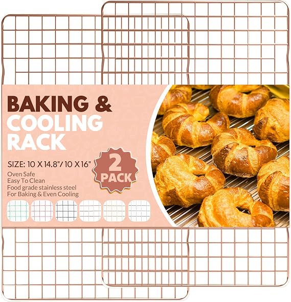 2 PCS Cooling Racks for Cooking and Baking, 14.8x10 Inches Stainless Steel Cooling Rack, Sheet Pan with Wire Rack for Baking Sheet, Bacon Rack Oven Safe Fits Jelly Roll Sheet Pan