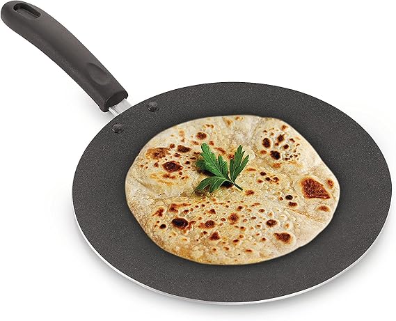G&D Non-Stick CHAPATI TAWA ROTI TAWA/PARATHA TAWA Aluminium 2.6 MM with Free Wooden Spatula & Scrubber (285MM) Valentine Day Gifts
