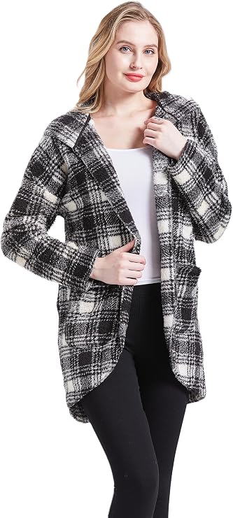 Plush One-Button Lounging Jacket with Hood and Patch pockets