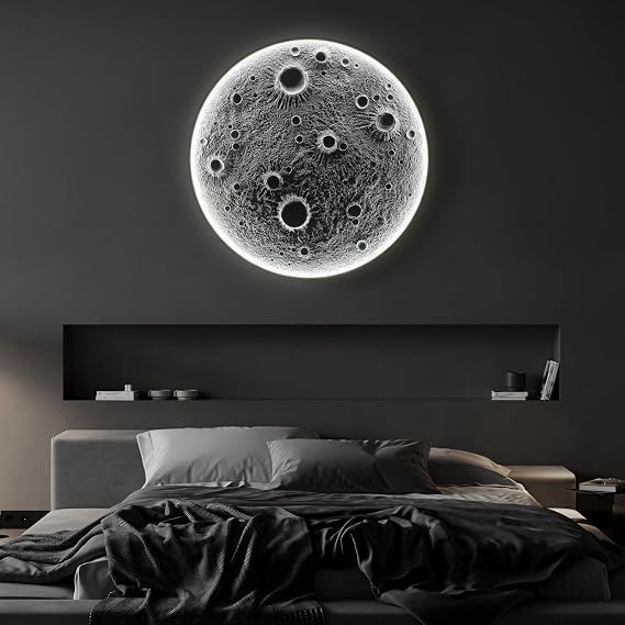 32" Realistic Resin Moon Wall Light
