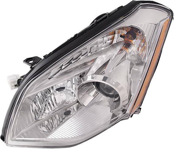 HEADLIGHTSDEPOT Compatible with/Replacement for Chrome Housing Halogen Headlight Nissan Maxima 2007-2008 Includes Left Driver Side Headlamp