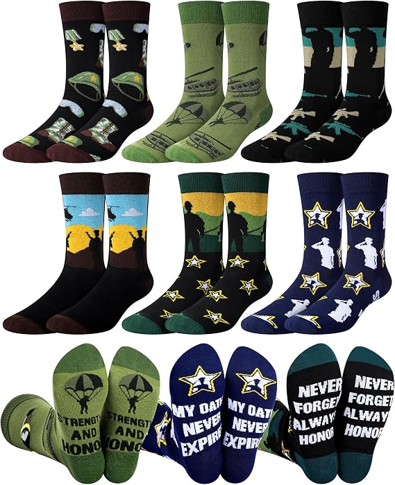 Cozypower 6 Pairs Military Crew Socks for Men, Veterans Day Gifts