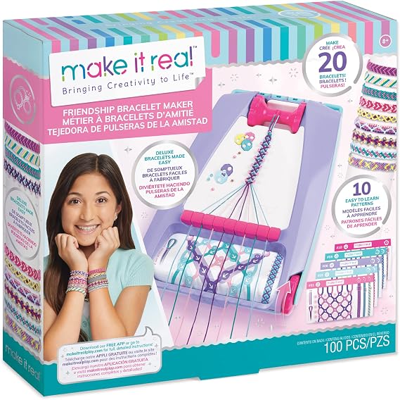 Friendship Bracelet Maker Kit - Craft Up to 20 Stylish Bracelets with 100 Beads & Threads - Fun DIY Jewelry Set for Girls & Tweens - Develop Creativity Skills - Gift for Kids Ages 8+ Make It Real