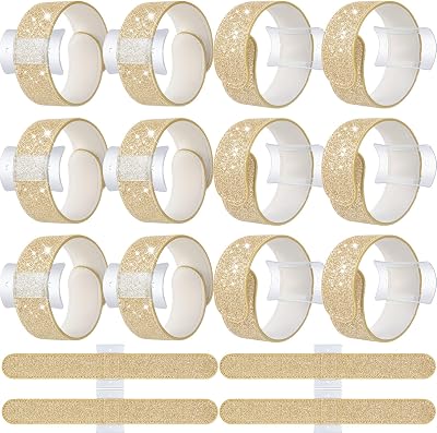 12 Pieces Slaplet Wristlets Wrist Corsage Bracelets Corsage Wristlet Band Floral Slaplets Wedding Bracelets DIY Wrist Corsages Accessories for Bridesmaid Bridal Shower Party PromGold