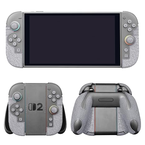 Luck&Link Controller Grip Kit for Nintendo Switch 2, Textured Skin, Anti-Skid, Sweat-Absorbent. Compatible with Joy-Con 2 controllers, featuring handle grips, buttons,triggers (Ultra - Cement Gray)