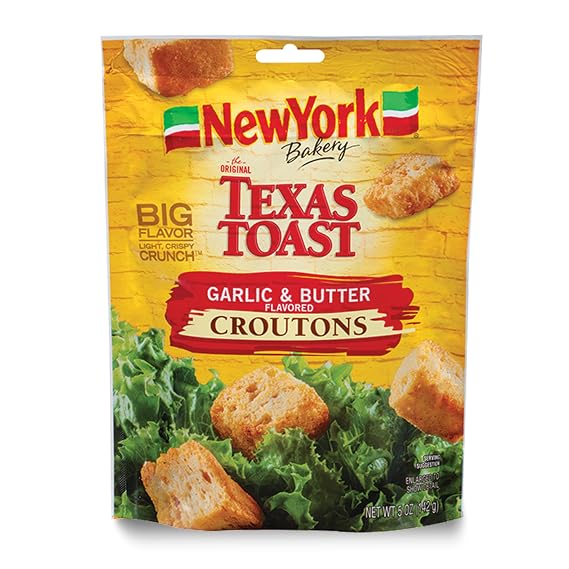 New York Bakery Texas Toast Garlic Butter Croutons, 5 oz Bag