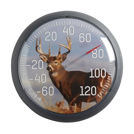 Taylor 13.25 Inch in/Out Dial Weather Thermometer - Deer