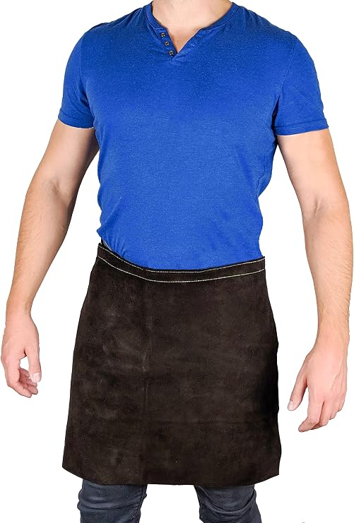 Waylander Welding Leather Waist Apron Heat Flame Resistant Heavy Duty Bib Dark Brown (24"x24")