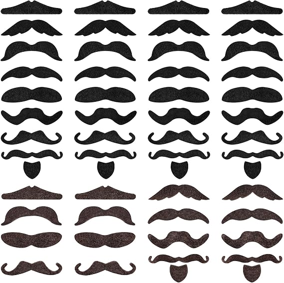 54 Pcs Realistic Stick-On Fake Mustaches - Variety of Styles for Costume Parties, Cosplay, Halloween, Christmas - Ideal Gift for Everyone - Easy to Apply and Remove - Quality Artificial Fiber
