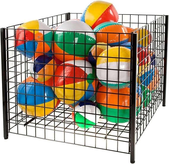 Econoco Square Grid Dump Bin with Levelers, Black, 36in