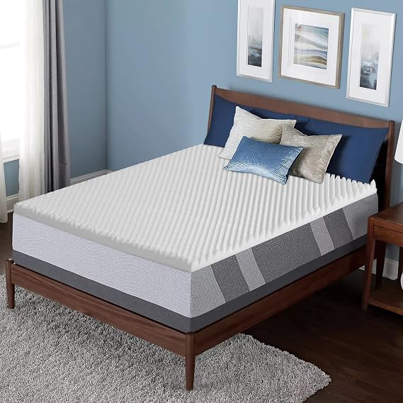 2-Inch Convoluted High Density Foam Mattress Topper, CertiPUR-US Certified for Superior Comfort and Support, Twin, White