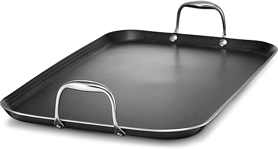 HexClad Double Burner Hybrid Nonstick Griddle Pan, BBQ, Dishwasher Safe | Stay-Cool Handles, Dishwasher and Oven Safe up to 900F, Compatible with All Cooktops