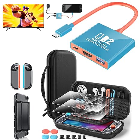 Switch 2 tv adapter dock, switch 2 accessories bundle
