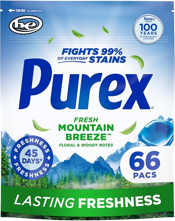 Purex Fresh Mountain Breeze Laundry Detergent Pacs, 66 Count