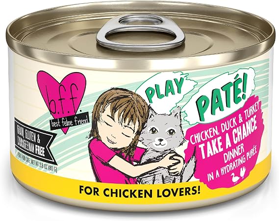 B.F.F. Play - Best Feline Friend Pate Lovers aw Yeah! Grain-Free Natural Wet Cat Food Cans, Land & Sea Pate Recipes