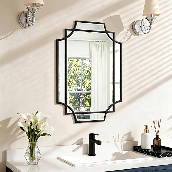20x28 Inch Bathroom Mirrors for Over Sink, Framed Mirrors for Wall Black