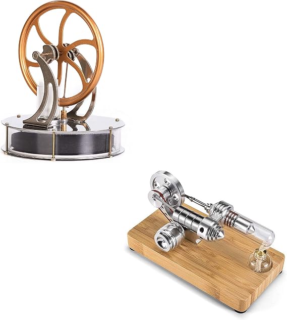 Sunnytech Stirling Engine Kit - Physics-Science Kit for 96+ Silver & Gold - 10x10x14cm - 250g