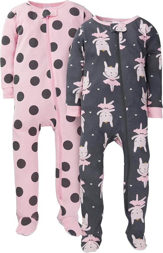 Gerber Baby Girls 2-Pack Footed Pajamas