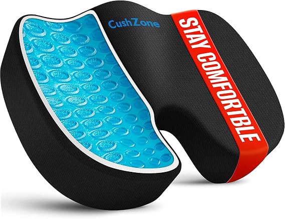 Gel Seat Cushion, Enhanced Memory Foam Cushion for Tailbone Pain, Black