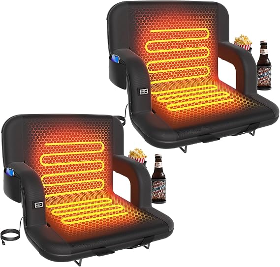 DEKEMASTER Heated Stadium Seat for Bleacher with Back Support