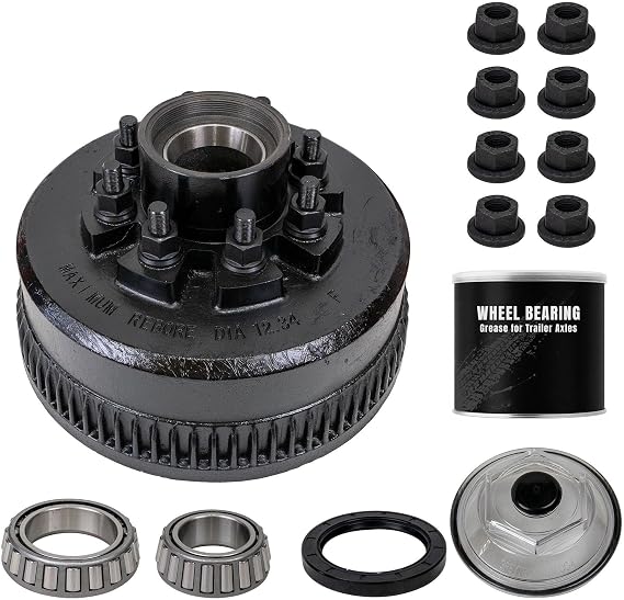 9K TK Trailer Axle Hub and Drum Assembly - 8 Lug - Grease