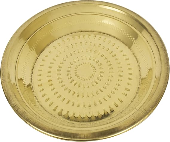 Spillbox Traditional Handcrafted Brass Puja | Pooja Thali | Arati | Arathi | Arthi | Arti | Arathi | Bartan Thambulam Plate -Thambalam Thali- (7 Inch)
