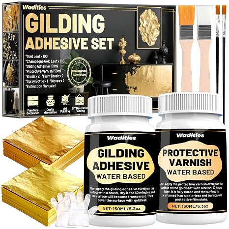 Gilding Adhesive Set, Wadities 5.3oz/150ml Water Based Adhesive and Varnish