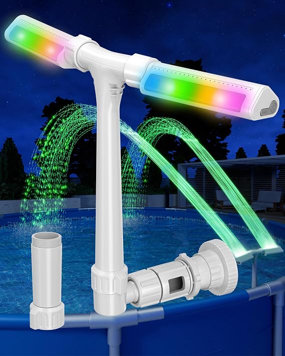 Height Upgrade Pool Fountain with Lights for Above Ground/Inground Pools