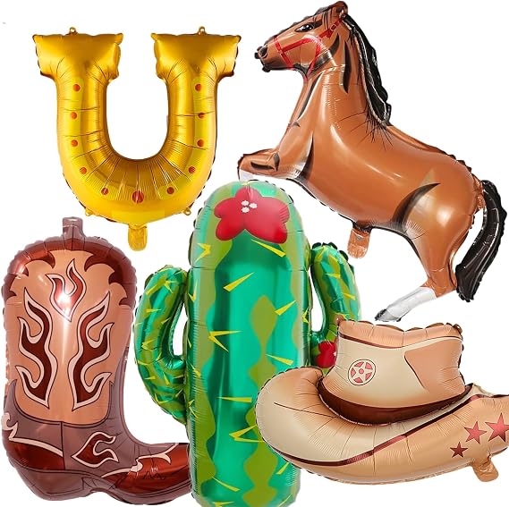 Western Cowboy Balloons 5PCS Rodeo Party Decorations Cowgirl Balloons