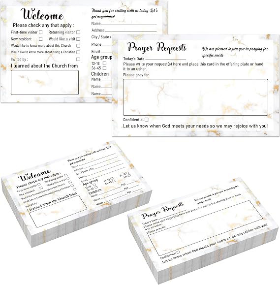 180 Pieces Church Visitor Cards for Greeting 3 X 5 In,Marble Style