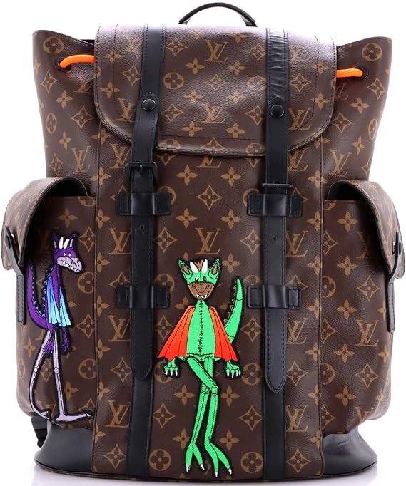 Pre-Loved Christopher Backpack Monogram Canvas with LV Friends Patch PM, Brown