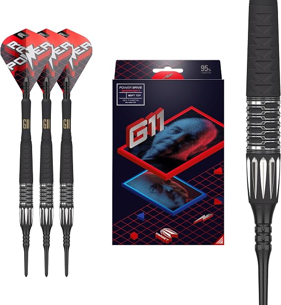 Target Darts Phil Taylor Gen 11 Power 9-Five Soft Tip Darts, 95% Tungsten Raw Power G11 | Generation 11 Phil Taylor Darts, Player Edition Dart Set with Pixel Tips, Electronic Soft Tip Darts