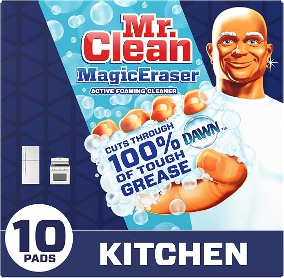 Mr. Clean Magic Eraser, Oven, Kitchen, and Shoe Cleaner, Cleaning Pads with Durafoam, 10 Count