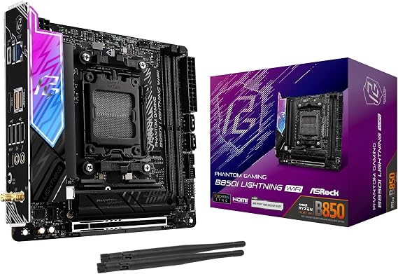ASRock Motherboard B850I Lightning WiFi AMD Ryzen 9000 / 8000 / 7000 / 8000 / 7000 Series CPU Socket AM5 DDR5 Mini ITX Motherboard Domestic Authorized Distributor Product