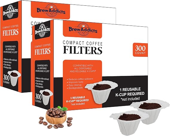 600 Paper Coffee Filters - Compact design White Single-Use Coffee Filter Compatible with Keurig 1.0 & 2.0