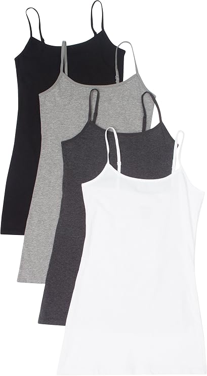 4 Pack Active Basic Women's Basic Tank Tops,Small,White/Charcoal/Black/H Gray