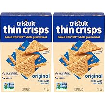 Triscuit Thin Crisps Original Whole Grain Wheat Crackers, Vegan Crackers, 7.1 oz (Pack of 2)