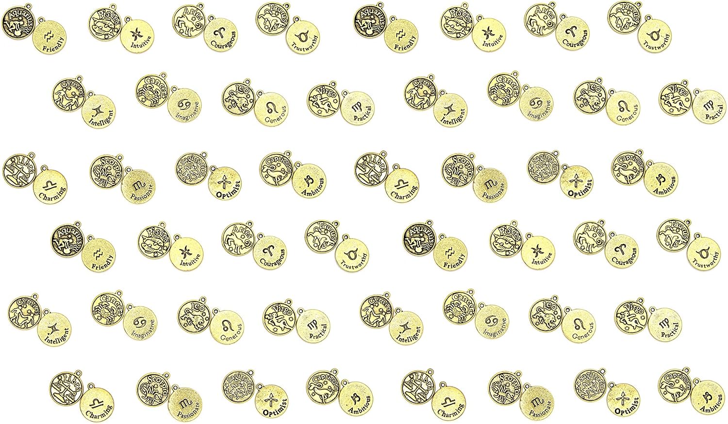 Cousin DIY 39999785 Zodiac Charm Set for Jewelry Making, Silver