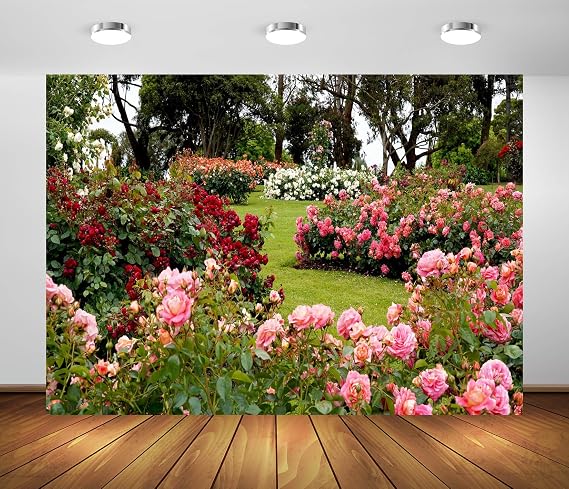 BELECO 10x6.5ft Fabric Spring Flower Garden Backdrop Wonderland Garden Path Green Plants Flowers Background Secret Garden Party Decorations Newborn Baby Shower Birthday Wedding Photoshoot Studio Prop
