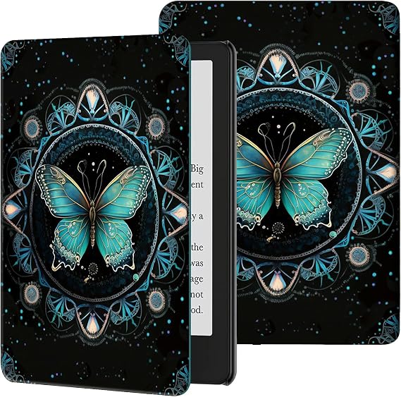 Case for Kindle Scribe 10.2 Inch (2022 Released) PU Leather Slim Lightweight Adjustable Stand Smart Cover Shell with Auto Wake/Sleep for 10.2" Amazon Kindle Scribe E-Reader,Art Blue Butterfly