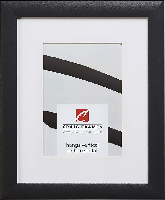 Craig Frames 1WB3BK 5 x 7 Inch Black Picture Frame Matted to Display a 4 x 6 Inch Photo