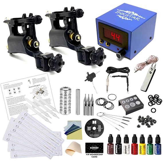 Tattoo Kit w/Traditional Coil Machines - Liner Shader - TKI2RRC7