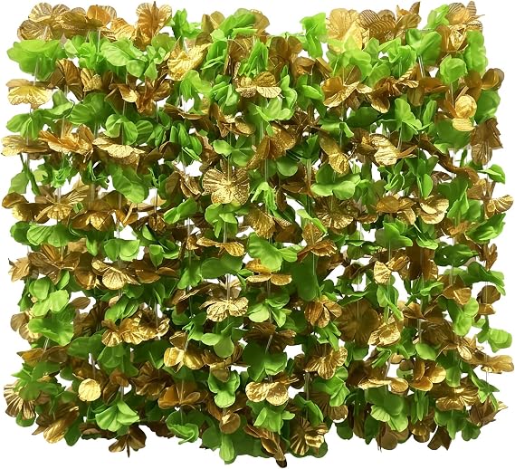 Premimum Full Hawaiian leis, 41.5inches Leis for Luau Party Bulk Single Color for St. Patricks Day, Easter, Birthday Graduation, Party Decorations & Photo Booth Props (24Pc Green& Gold)