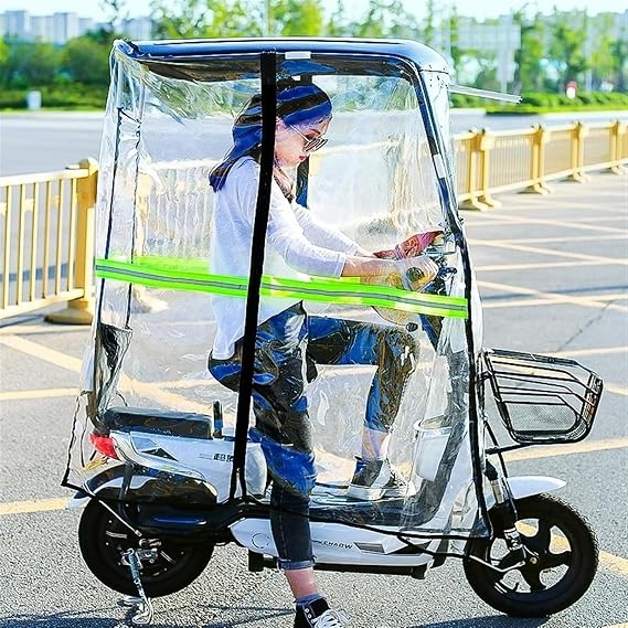 Waterproof Electric Bike Cover Canopy Umbrella for Mobility Scooters & Battery Cars - Universal Outdoor Sunshade for Electric Motorcycles