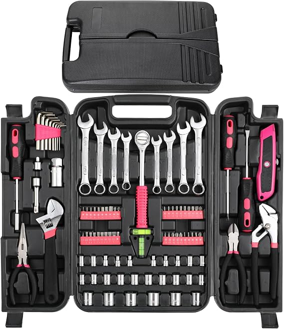TLGREEN 95-Piece Home Tool Set with Storage Case, Pink